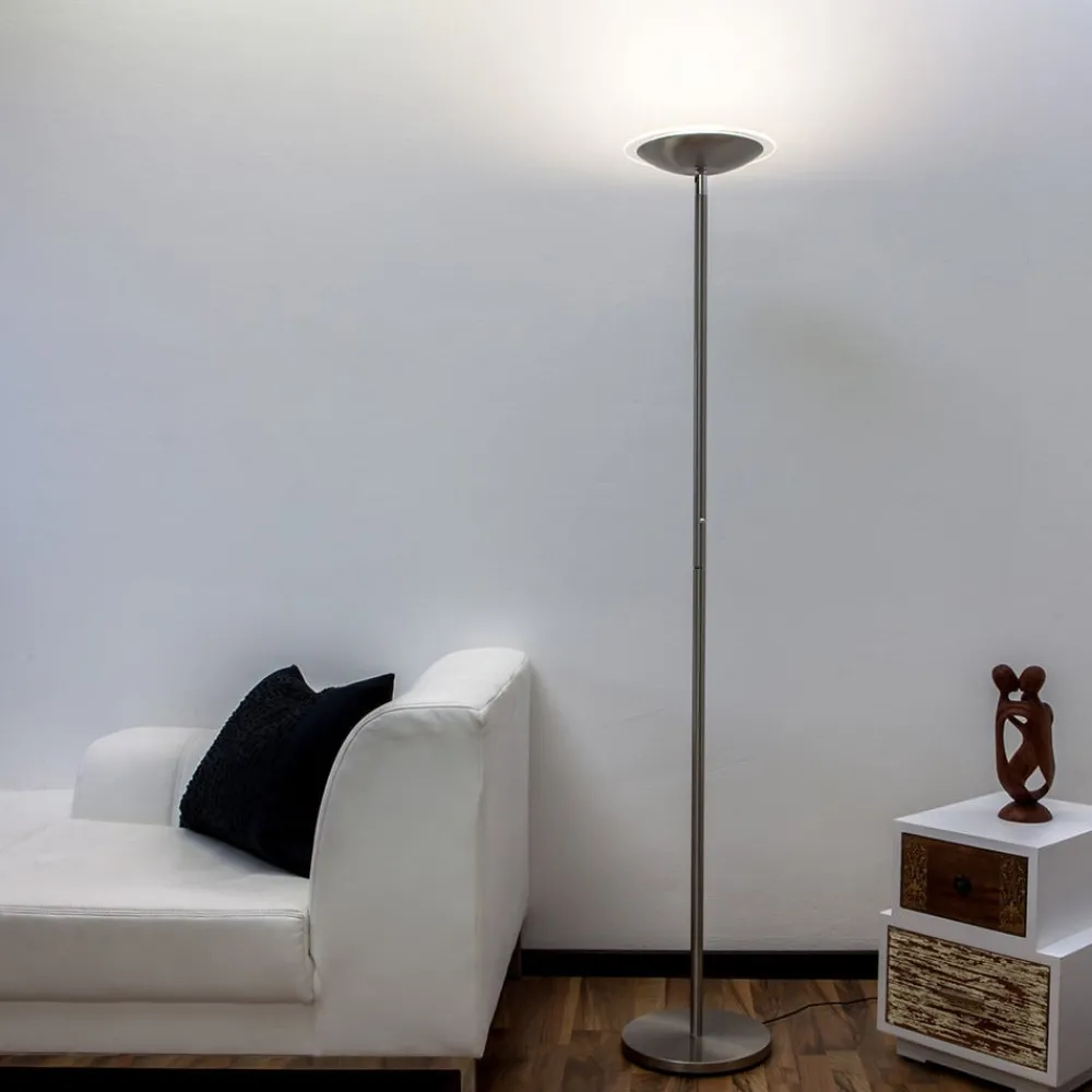 Lindby Gulvlamper|Gulvlamper > LED-gulvlampe Malea, nikkelfarvet, dæmpbar, 180 cm