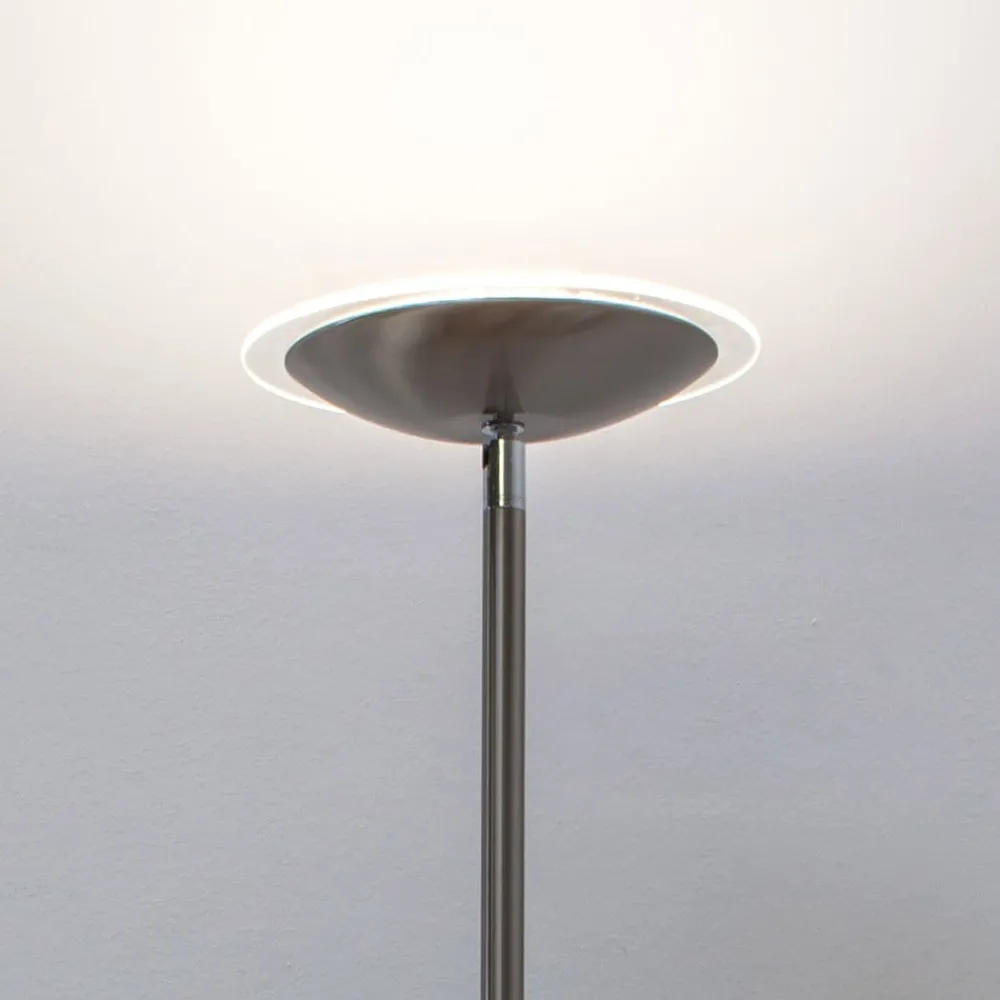 Lindby Gulvlamper|Gulvlamper > LED-gulvlampe Malea, nikkelfarvet, dæmpbar, 180 cm