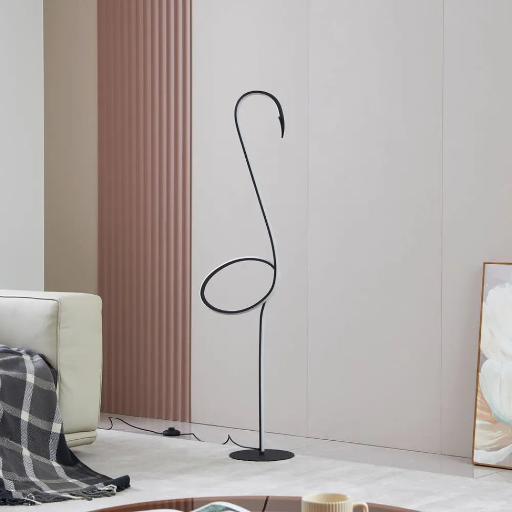 Lindby Gang|Gulvlamper > LED-gulvlampe Pajaro, 130 cm, sort, CCT, dæmpbar