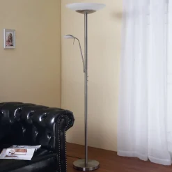 Lindby Pendellamper|Gulvlamper > LED-gulvlampe Ragna, læselampe, nikkel, dæmpbar