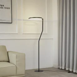 Gulvlamper|Gulvlamper ^ Lindby LED-gulvlampe Rayon, sort, metal, højde 150,3 cm