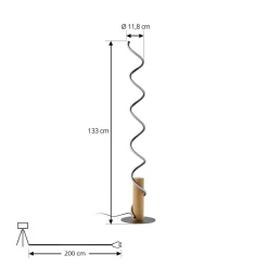 Pendellamper|Gulvlamper ^ Lindby LED-gulvlampe Spiraali, grå, træ, højde 133 cm
