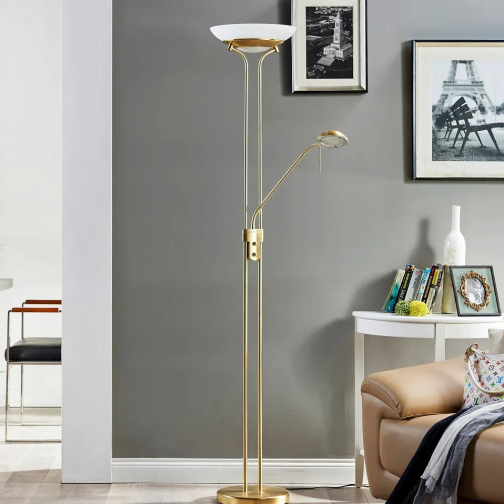 Lindby Gulvlamper|Gulvlamper > LED-gulvlampe Yveta, messing, metal, dæmpbar, 183 cm