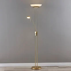 Lindby Gulvlamper|Gulvlamper > LED-gulvlampe Yveta, messing, metal, dæmpbar, 183 cm