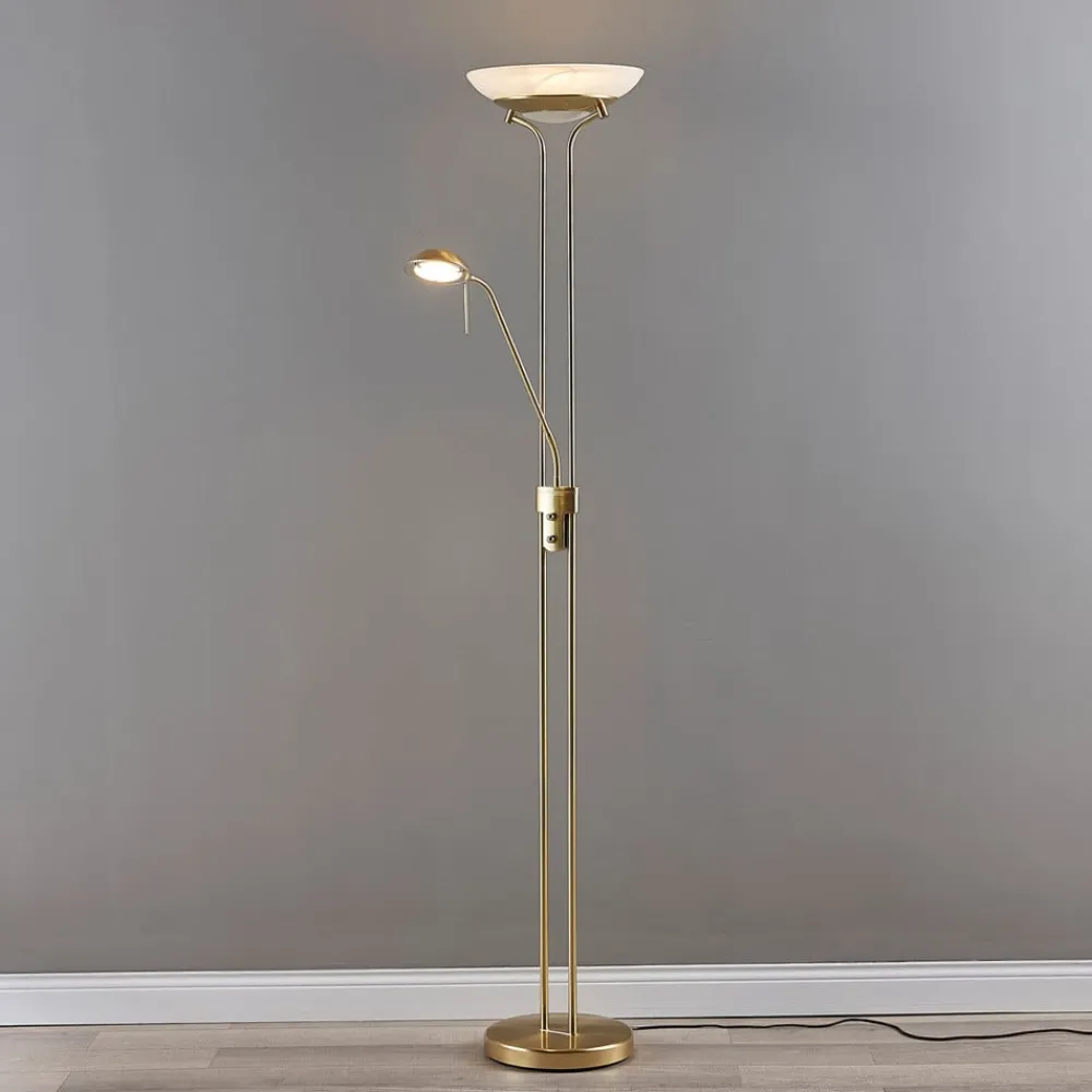 Lindby Gulvlamper|Gulvlamper > LED-gulvlampe Yveta, messing, metal, dæmpbar, 183 cm