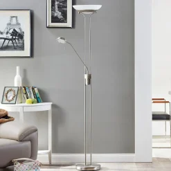 Lindby Pendellamper|Gulvlamper > LED-gulvlampe Yveta, nikkelfarvet, metal, dæmpbar