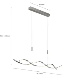 Pendellamper|Pendellamper ^ Lindby LED-hængelampe Auron, nikkelfarvet, metal, dæmpbar