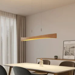 Lindby Pendellamper|Pendellamper > LED-hængelampe Beazina, eg, metal, 118 cm