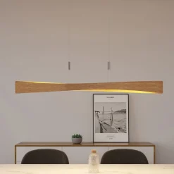 Lindby Pendellamper|Pendellamper > LED-hængelampe Beazina, eg, metal, 118 cm