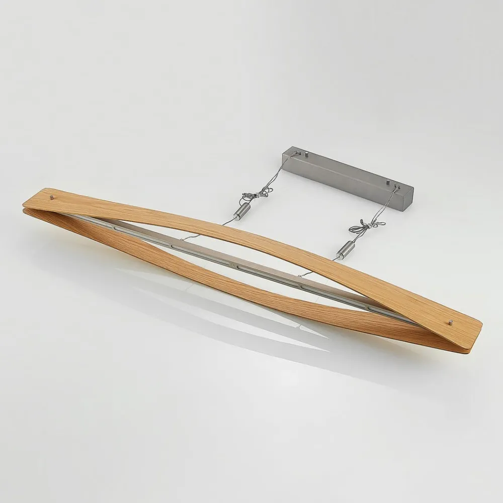 Lindby Pendellamper|Pendellamper > LED-hængelampe Beazina, eg, metal, 118 cm