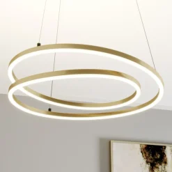 Lindby Gang|Pendellamper > LED-hængelampe Davian, messingfarvet, 49 cm, dæmpbar