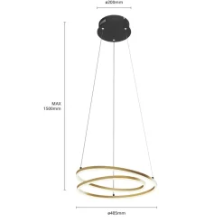 Lindby Gang|Pendellamper > LED-hængelampe Davian, messingfarvet, 49 cm, dæmpbar