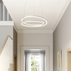 Lindby Gang|Pendellamper > LED-hængelampe Davian, nikkelfarvet, Ø 49 cm, dæmpbar
