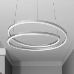 Lindby Gang|Pendellamper > LED-hængelampe Davian, nikkelfarvet, Ø 49 cm, dæmpbar