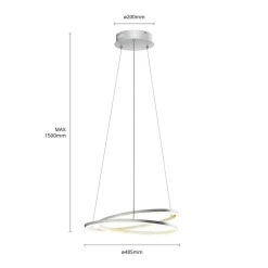Lindby Gang|Pendellamper > LED-hængelampe Davian, nikkelfarvet, Ø 49 cm, dæmpbar