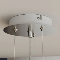 Pendellamper ^ Lindby LED-hængelampe Gunda, hvid, glas, Ø 47 cm, dæmpbar
