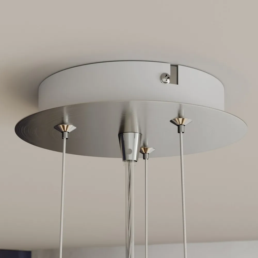Pendellamper ^ Lindby LED-hængelampe Gunda, hvid, glas, Ø 47 cm, dæmpbar
