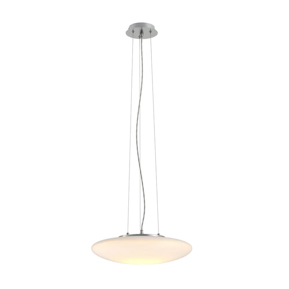 Pendellamper ^ Lindby LED-hængelampe Gunda, hvid, glas, Ø 47 cm, dæmpbar