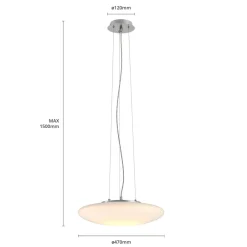Pendellamper ^ Lindby LED-hængelampe Gunda, hvid, glas, Ø 47 cm, dæmpbar
