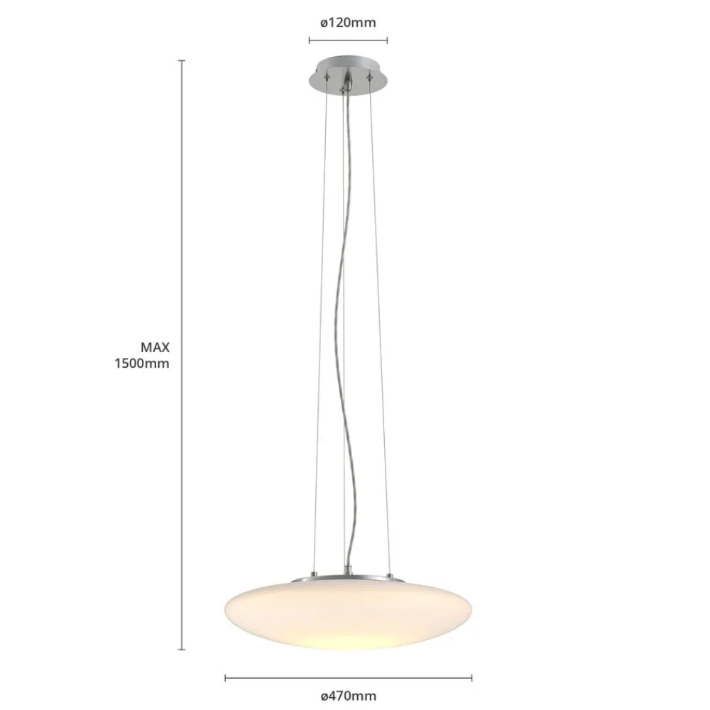 Pendellamper ^ Lindby LED-hængelampe Gunda, hvid, glas, Ø 47 cm, dæmpbar