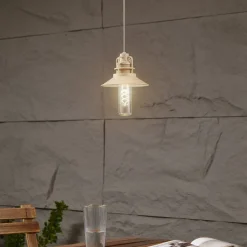 Lindby Udendørs Pendellamper|Terrassebelysning > LED-hængelampe Raul, beige, aluminium, Ø 15 cm