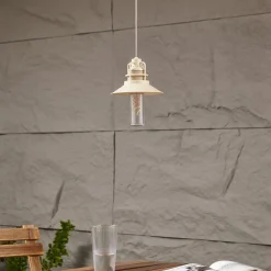 Lindby Udendørs Pendellamper|Terrassebelysning > LED-hængelampe Raul, beige, aluminium, Ø 15 cm