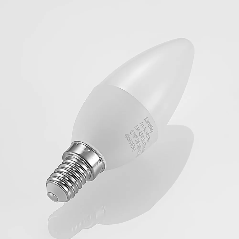 Lindby Led Pærer > LED-kertepære, E14, C35, 4,5W, opal, 3000K, sæt med 2 stk