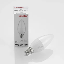 Lindby Led Pærer > LED-kertepære, E14, C35, 4,5W, opal, 3000K, sæt med 2 stk