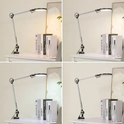 Arbejdsrum/Kontor|Bordlamper ^ Lindby LED-klemlampe Nyxaris, grå, metal, CCT, 52 cm