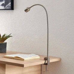Lindby Arbejdsrum/Kontor|Bordlamper > LED-klemmelampe Hanilo, højde 80 cm, nikkel, metal