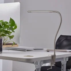 Lindby Arbejdsrum/Kontor|Bordlamper > LED-klemmelampe Lionard, 53 cm, mat nikkel, metal
