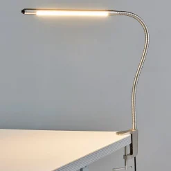Lindby Arbejdsrum/Kontor|Bordlamper > LED-klemmelampe Lionard, 53 cm, mat nikkel, metal