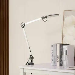 Lindby Arbejdsrum/Kontor|Bordlamper > LED-klemmelampe Nyxaris, sølv, metal, CCT, 52 cm