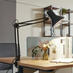 Lindby Arbejdsrum/Kontor|Bordlamper > LED-klemmelampe Undra, sort, metal, justerbar