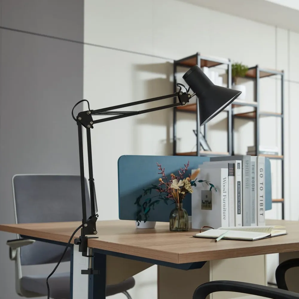 Lindby Arbejdsrum/Kontor|Bordlamper > LED-klemmelampe Undra, sort, metal, justerbar