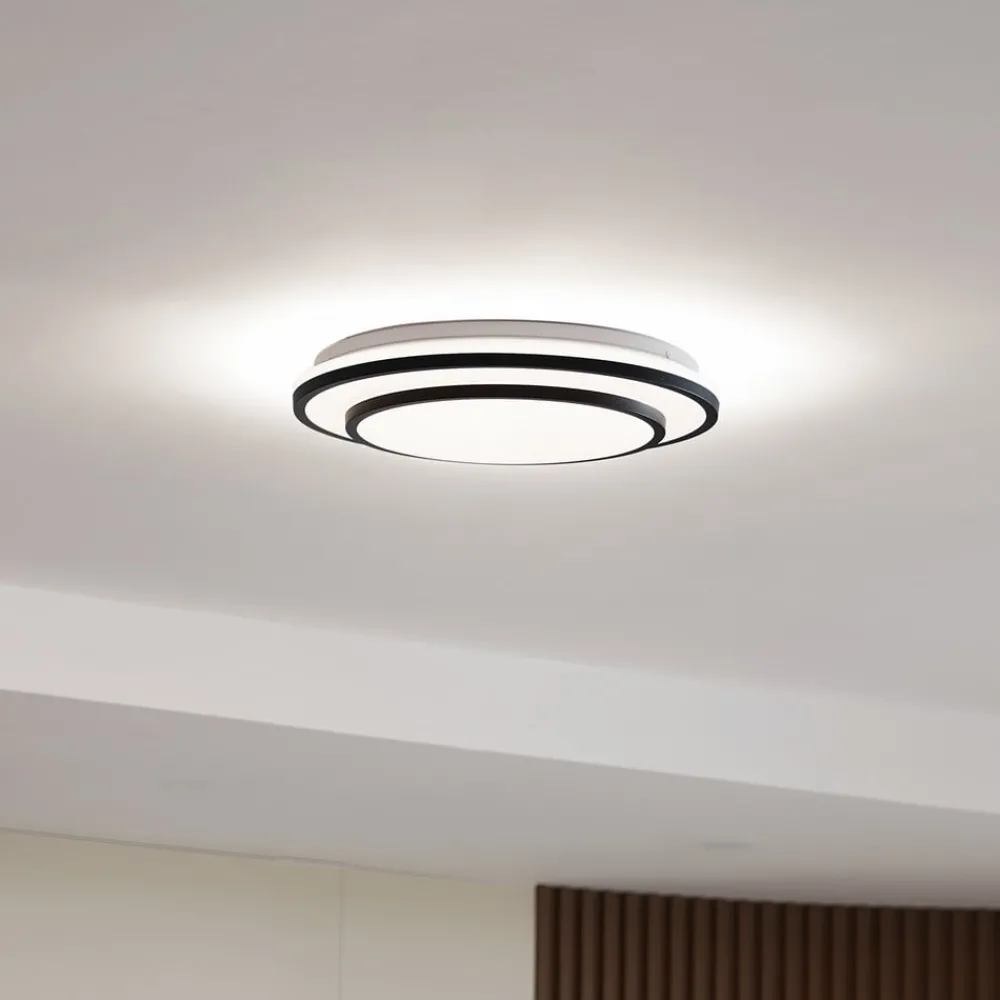 Gang|Loftlamper ^ Lindby LED-loftlampe Duala, sort, RGB, CCT, fjernbetjening