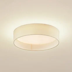 Loftlamper ^ Lindby LED-loftlampe Eilif, stof, hvid, Ø 40 cm, CCT