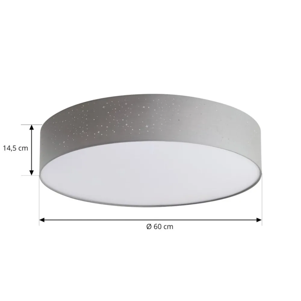 Lindby Loftlamper > LED-loftlampe Ellamina, 60 cm, lysegrå, tekstil