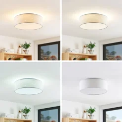 Lindby Loftlamper|Pendellamper > LED-loftlampe Ellamina, 40 cm, hvid, tekstil