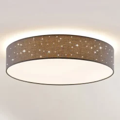 Loftlamper|Loftlamper ^ Lindby LED-loftlampe Ellamina, Ø 60 cm, antracit, tekstil