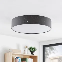 Loftlamper|Loftlamper ^ Lindby LED-loftlampe Ellamina, Ø 60 cm, antracit, tekstil
