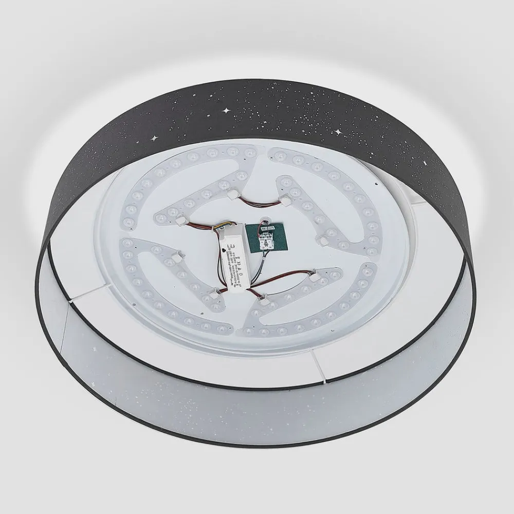 Loftlamper|Loftlamper ^ Lindby LED-loftlampe Ellamina, Ø 60 cm, antracit, tekstil