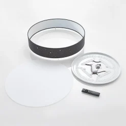 Loftlamper|Loftlamper ^ Lindby LED-loftlampe Ellamina, Ø 60 cm, antracit, tekstil