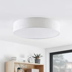 Loftlamper|Loftlamper ^ Lindby LED-loftlampe Ellamina, Ø 60 cm, hvid, tekstil
