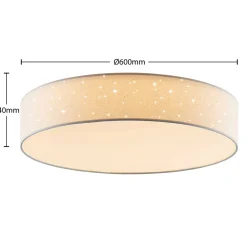 Loftlamper|Loftlamper ^ Lindby LED-loftlampe Ellamina, Ø 60 cm, hvid, tekstil
