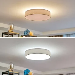 Loftlamper|Loftlamper ^ Lindby LED-loftlampe Ellamina, Ø 60 cm, hvid, tekstil