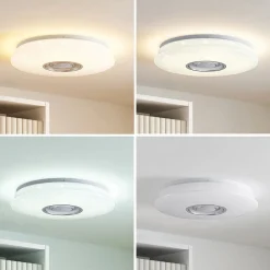 Lindby Loftlamper|Pendellamper > LED-loftlampe Elpida, højttaler, hvid, Ø 39cm