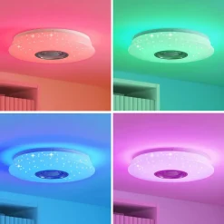 Lindby Loftlamper|Pendellamper > LED-loftlampe Elpida, højttaler, hvid, Ø 39cm