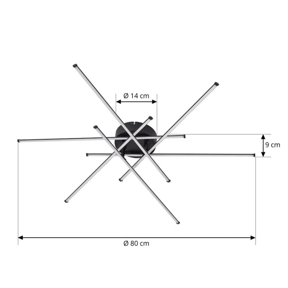 Lindby Loftlamper > LED-loftlampe Elviano, Ø 80 cm, sort, 3.000 K
