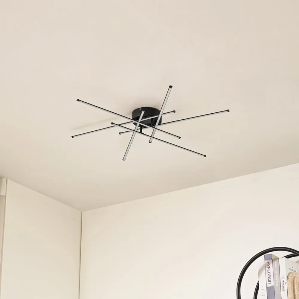 Lindby Loftlamper > LED-loftlampe Elviano, Ø 80 cm, sort, 3.000 K